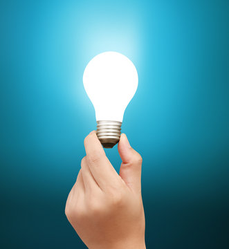  light bulb, Creative light bulb idea in the hand