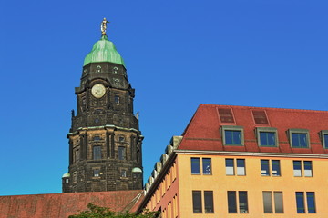 Fototapeta na wymiar Dresden Rathausturn