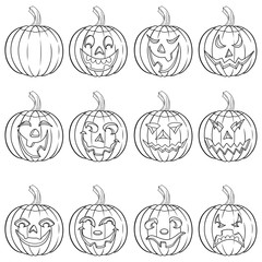 Halloween set of twelve pumpkin outlines