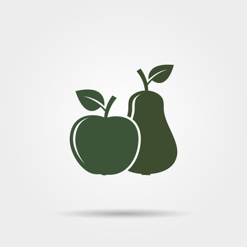 Apple and pear vector icons