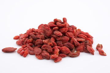 Goji berries on white background
