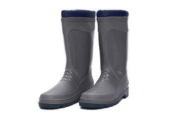 Plastic waterproof boots isolated on a white background