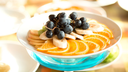 Fresh fruit on a table in a restaurant