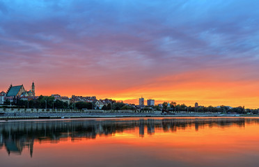 View of the old town in Warsaw at sunset. HDR - high dynamic ran