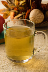 tea in autumn setting