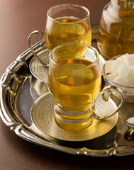 tea in stylish glass mug