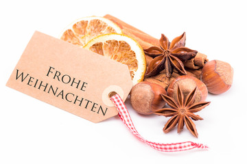 weihnachtsgewürze mit schild