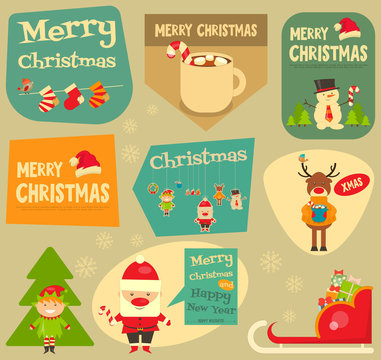 Set of Cute Christmas Stickers