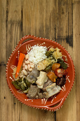 typical portuguese sausages with rice and beans