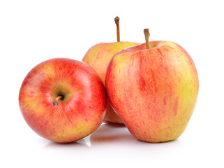 red apple with water drops on white background