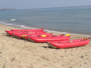 Kayaks on the beach