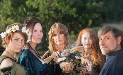 Five Witches with Feather