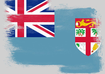 Flag of Fiji painted with brush