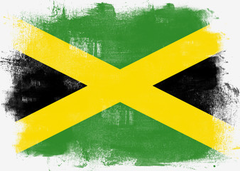 Flag of Jamaica painted with brush - obrazy, fototapety, plakaty