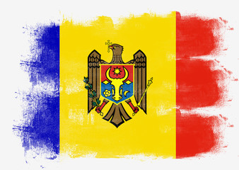 Flag of Moldova painted with brush