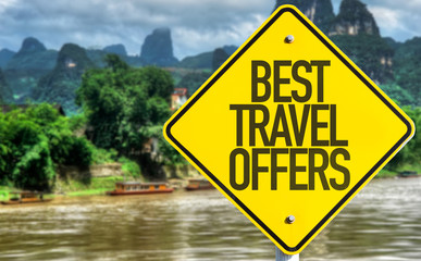 Best Travel Offers sign with exotic background
