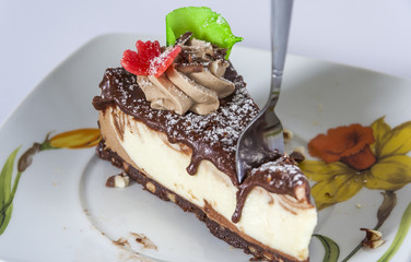 Cake And Fork On A Saucer