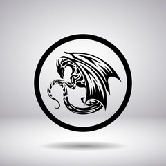 Dragon silhouette in a circle