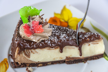Cake Dessert And Fork On A Saucer