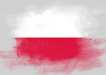 Naklejka na ściany i meble Flag of Poland painted with brush