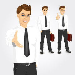 set of businessmen with briefcases 