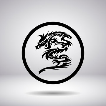 Dragon silhouette in a circle