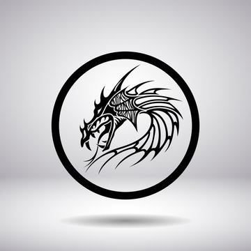 Dragon head silhouette in a circle