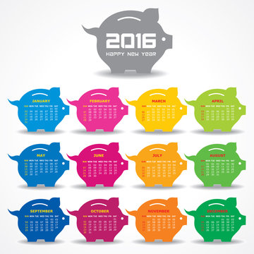 creative New Year 2016 calendar design stock vector
