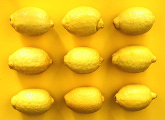 Lemons isolated on yellow background