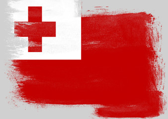 Flag of Tonga painted with brush
