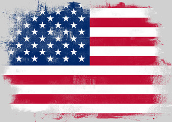 Flag of United States painted with brush