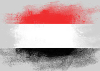 Flag of Yemen painted with brush