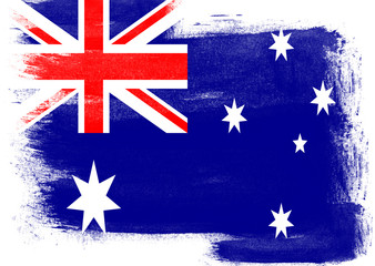 Flag of Australia painted with brush