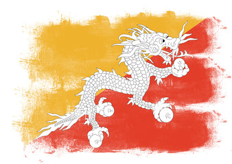 Flag of Bhutan painted with brush