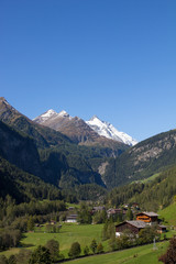 Fototapeta na wymiar View To Grossglockner Highest Mountain In Austria 3.798m From Heiligenblut