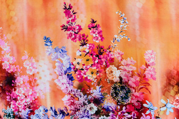 texture of print fabric striped colorful flowers