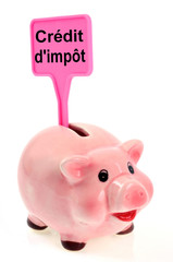 Tirelire avec panneau crédit d'impôt