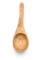 Carving wooden spoon isolated on white background cutout