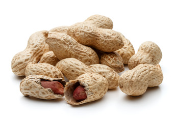 peanut pod or arachis isolated on white background cutout