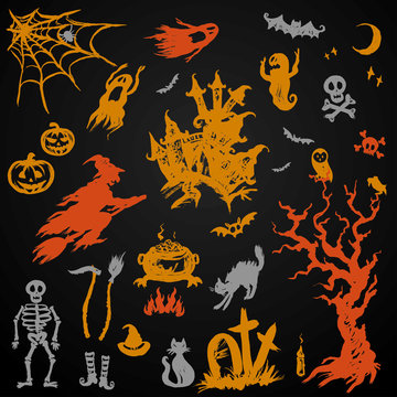 Set Halloween Objects Collection