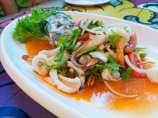 Thai spicy and sour seafood salad