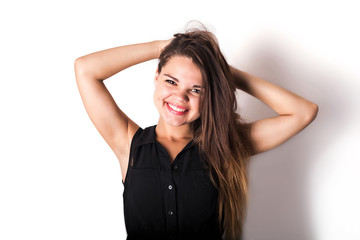 Fototapeta premium young happy cheerful female isolated on white