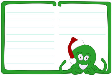 Carte invitation cadre photo pieuvre Noël