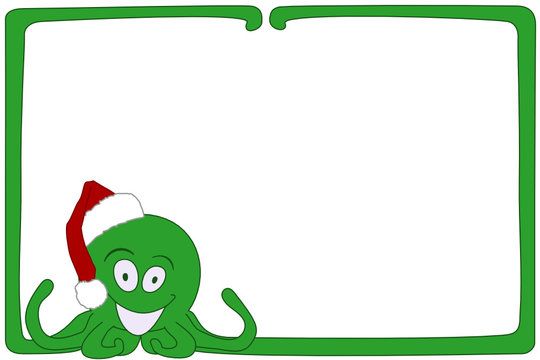 recommend clip art: Carte invitation cadre photo pieuvre Noël