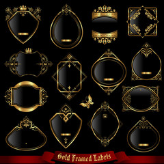 Golden framed labels