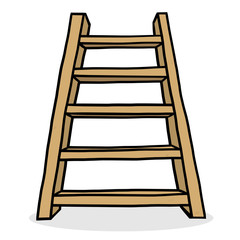 wooden ladder or stair / cartoon vector and illustration, hand drawn style, isolated on white background.