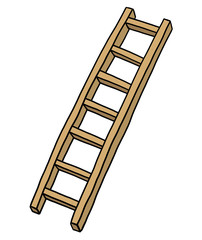 wooden ladder/ cartoon vector and illustration, hand drawn style, isolated on white background.