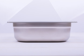 metal containers for food preparation, food industrial capacity. cruet stand food with a lid.