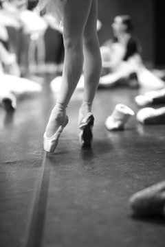 Perfect slender legs of a balet dancer