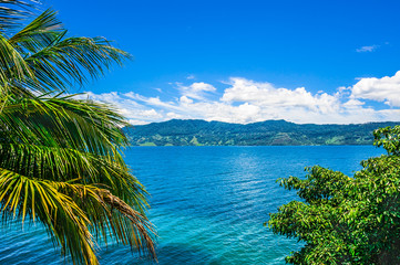 Fototapeta na wymiar View of Lake Toba in Sumatra, Indonesia